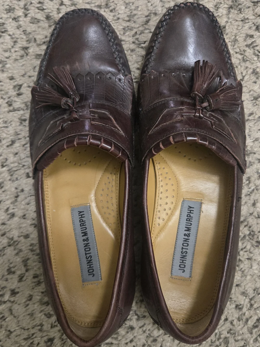 Johnston & Murphy Dark Brown Leather Tassel Kiltie Loafers